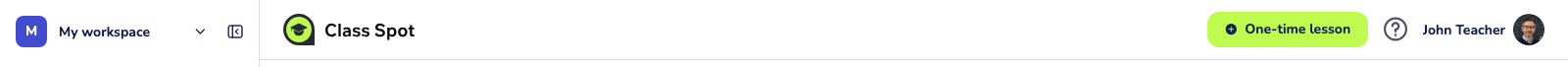 top-right "One-time lesson" button in the header