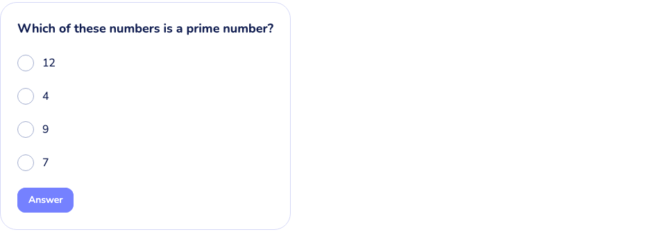 Quiz widget rendered for the student, with the question and three answer options