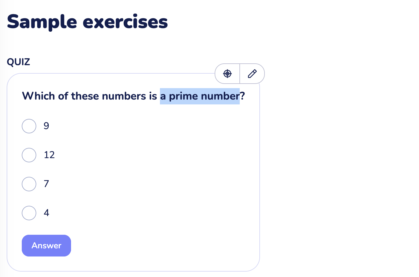 selection in a Study Guide with the two-button highlight panel visible above